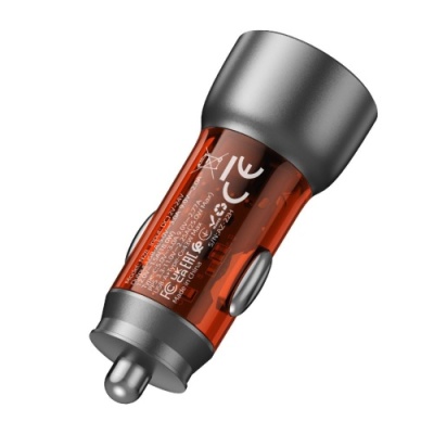 Автомобільний Зарядний Пристрій Hoco NZ8 Sprinter 43W PD25W+QC3.0 (Type-C to Lightning) (Помаранчевий)