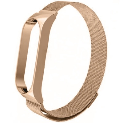 ремінець для xiaomi mi band 3/4/5/6 (milanese loop vs magnet) (рожеве золото) 