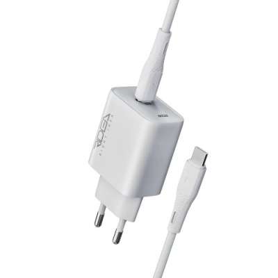 мережевий зарядний пристрій ridea rw-20124 rapid pro 1usb-c qc/pd 20w+type-c to type-c (бiлий) 