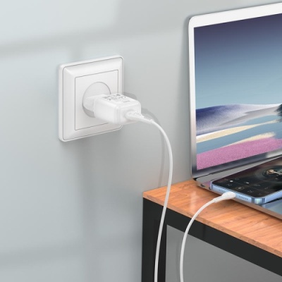 мережевий зарядний пристрій hoco c96a 1usb/2.1a + (usb - lightning) (білий) 