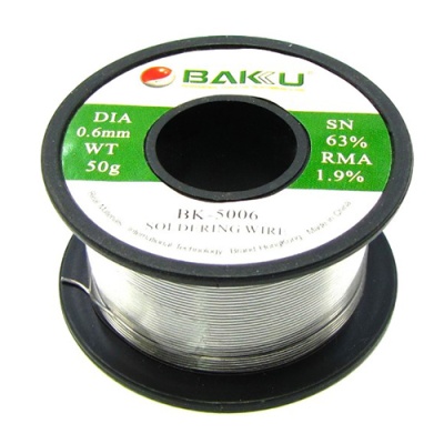 припой baku bk-5006 (0,6 мм, 50 гр, sn 63% , pb 35.1%, rma 1.9%)