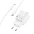 мережевий зарядний пристрій hoco c147a 1usb/18w/qc3.0 + 1type-c/20w/pd + (type-c - type-c) (білий) 