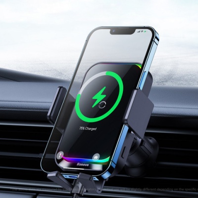 Автотримач з бездротовою зарядкою Baseus Wireless Charger Halo 15W (SUDD000001) Black