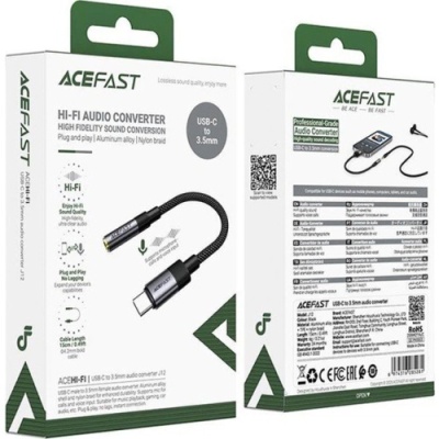перехідник audio acefast j12 type-c - jack 3.5 (чорний) 