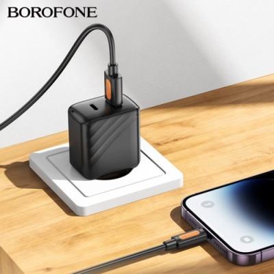 кабель borofone bx114 silicone usb - lightning 2.4a/1m (чорний) 