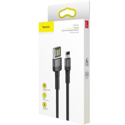 кабель baseus cafule se usb - lightning 1.5a/2m (calklf-hg1) (black-grey) 