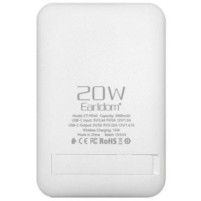 додаткова батарея power bank earldom et-pd40 5000 mah wireless magsafe pd20w (білий) 