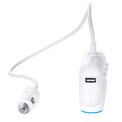 Розгалужувач прикурювача Hoco C1 (3 порта+2USB/5V/3.1A) (Білий)