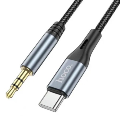 кабель aux hoco dup03 3.5mm(male) - type-c(male) 1m (чорно-сірий) 