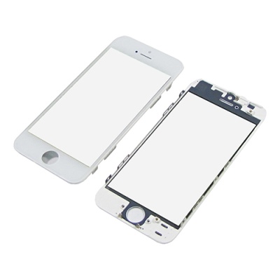 скло тачскріна для apple iphone 5 біле з рамкою и oca плівкою high copy