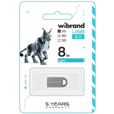 usb флеш-накопичувач wibrand 8gb lynx (срібло) 