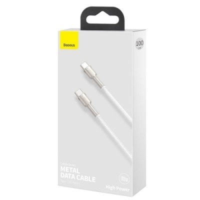 кабель baseus cafule metal (pd) type-c - type-c 100w 5a/1m (catjk-c02) (white) 