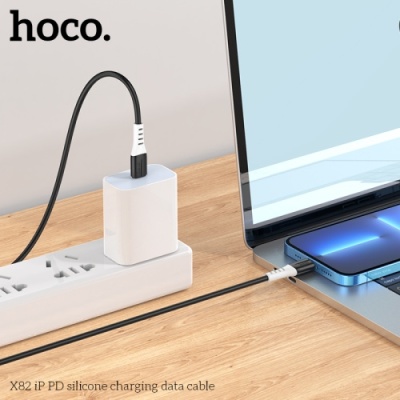 кабель hoco x82 silicone type-c - lightning 20w 3a/1m (чорний) 