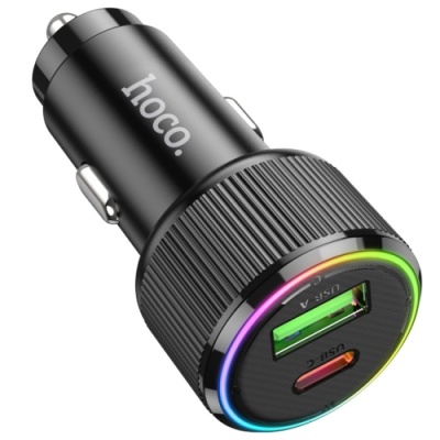 Автомобільний Зарядний Пристрій Hoco NZ14A 1USB/18W/QC3.0 + 1Type-C/20W/PD (Чорний)