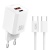 мережевий зарядний пристрій xo l149 1usb/18w/qc3.0 + 1type-c/30w/pd + (type-c - type-c) (бiлий) 