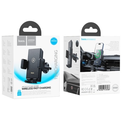 Автотримач Hoco HW21 з безпровідним зарядним пристроєм (Чорний)
