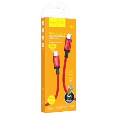 кабель hoco x89 wind (pd) type-c - type-c 60w 3a/1m (червоний) 