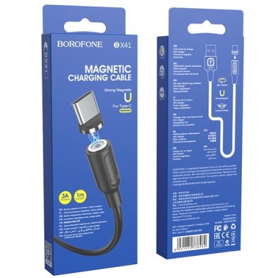 кабель borofone bx41 amiable magnetic usb - type-c 3a/1m (чорний) 