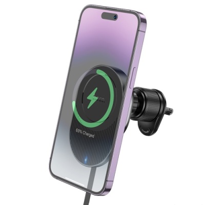 Автотримач Hoco HW12 з безпровідним зарядним пристроєм (Чорно-сірий)