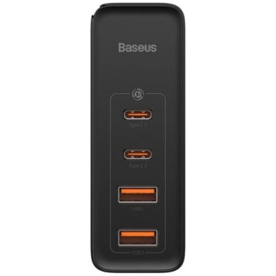 мережевий зарядний пристрій baseus gan2 pro quick charger (ccgan2p-l01) 2usb/60w/qc4.0 + 2type-c/100w/pd (black) 