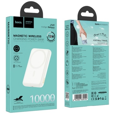 додаткова батарея power bank hoco j141 grace pd20w magnetic 10000 mah (білий) 