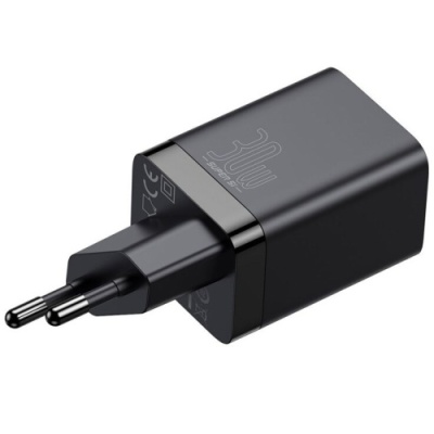 мережевий зарядний пристрій baseus super si pro quick charger eu (ccsupp-e01) 1usb/30w/qc3.0 + 1type-c/30w/pd (чорний) 