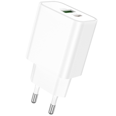 мережевий зарядний пристрій borofone ba88a 1usb/18w/qc3.0 + 1type-c/20w/pd (білий) 