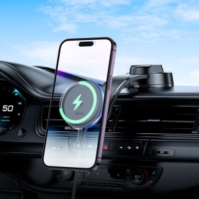 Автотримач Hoco HW25 Magnetic Ring Wireless 15W (Чорний)