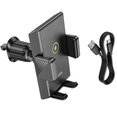 Автотримач Hoco HW21 з безпровідним зарядним пристроєм (Чорний)