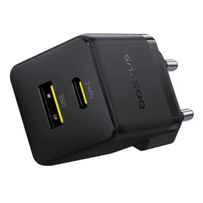 мережевий зарядний пристрій baseus palm fast charger (p1011160a113-01) 1usb/qc3.0 + 1type-c/pd 30w + (type-c - type-c 60w) (чорний) 