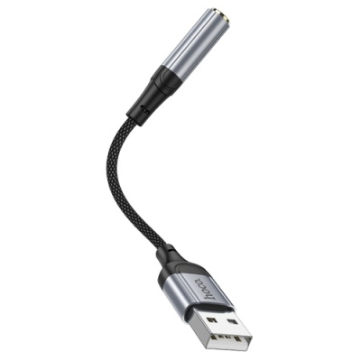 перехідник hoco ls36 usb - aux (3.5mm)(female) 0.12m(чорний) 
