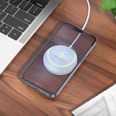 безпровідний зарядний пристрій borofone bq17 magnetic fast charger (бiлий) 