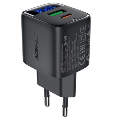 мережевий зарядний пристрій acefast a116 pd35w+qc 3.0 (1type-c/1usb/3a) (чорний) 