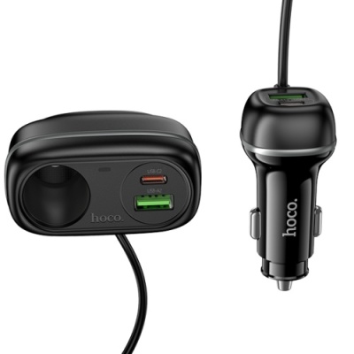 Розгалужувач прикурювача HOCO Z59A PD96W (1 роз'єм прикурювача/2USB/2Type-C/240W) (Чорний