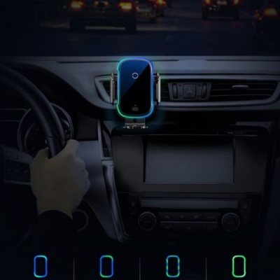 Автотримач з бездротовою зарядкою Baseus Wireless Charger Light Electric Car Mount (WXHW03-01) Black