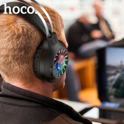 навушники для комп'ютера hoco esd04 з led підсвіткою (чорний) 