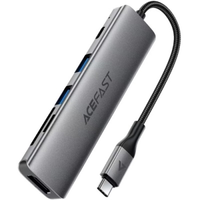 usb hub acefast j18 6in1 type-c (сірий) 