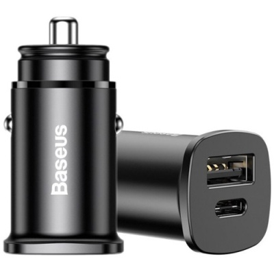 Автомобільний Зарядний Пристрій Baseus Square Metal (CCALL-AS01) 1USB/30W/QC4.0 + 1Type-C/30W/PD (Black)