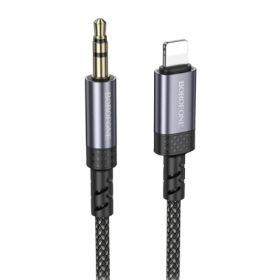 кабель aux borofone bl24 3.5mm(male) - lightning(male) 1m (сірий) 