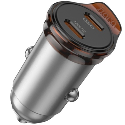 Автомобільний Зарядний Пристрій Hoco NZ16B PD45W (2Type-C) (сірий)