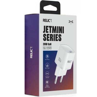 мережевий зарядний пристрій relict jetmini gan 20w/1 usb-c (rcjmgn20-c1w) white 