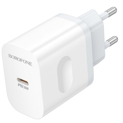 мережевий зарядний пристрій borofone ba99a 1type-c/20w/pd (білий) 