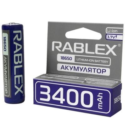 акумулятор rablex li-ion 18650 3400mah 3.7v (1шт) + захист 