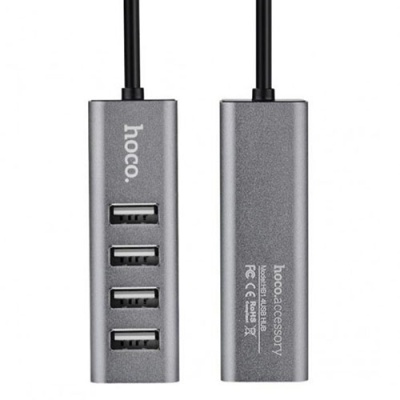 usb hub hoco hb1 line machine 4usb (сірий) 