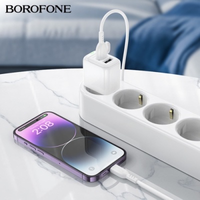 мережевий зарядний пристрій borofone bas41a 2usb/12w/2.4a (білий) 