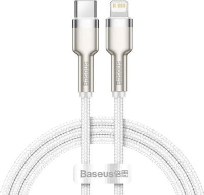 кабель baseus cafule metal (pd) type-c - lightning 20w/1m (catljk-a02) (white) 