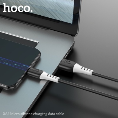 кабель hoco x82 silicone usb - microusb 2.4a/1m (чорний) 