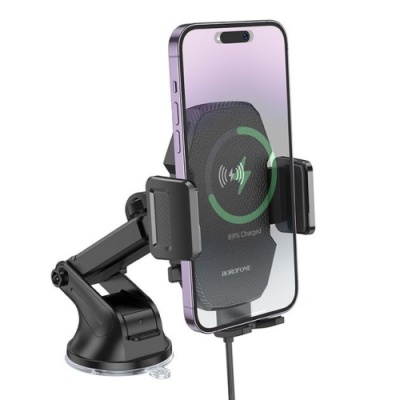 Автотримач Borofone BH214 Central Console Wireless Charger 15W (Чорний)
