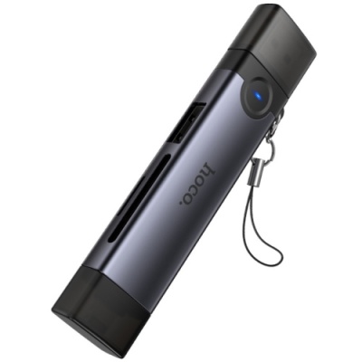 картрідер hoco hb56a (usb/lightning) 3in1 (сірий) 