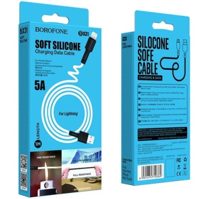 кабель borofone bx31 silicone usb - lightning 2.4a/1m (білий) 